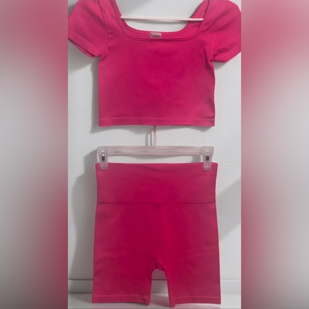 No Boundaries Pink Crop Top and Shorts Set